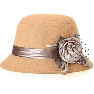 Vintage Felt Cloche Hat Beige